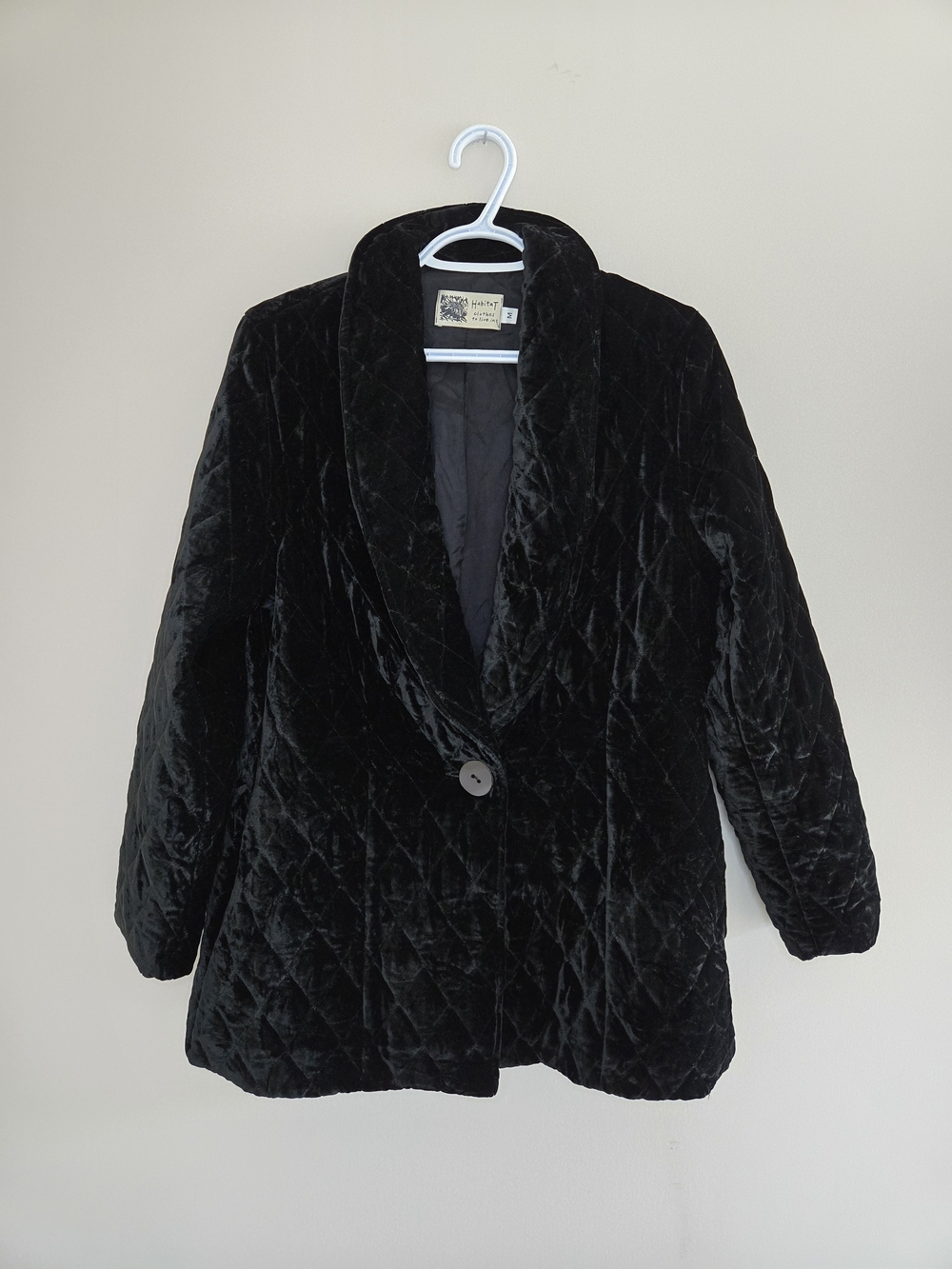 Habitat black silk blend quilted jacket, single-button blazer, medium + new